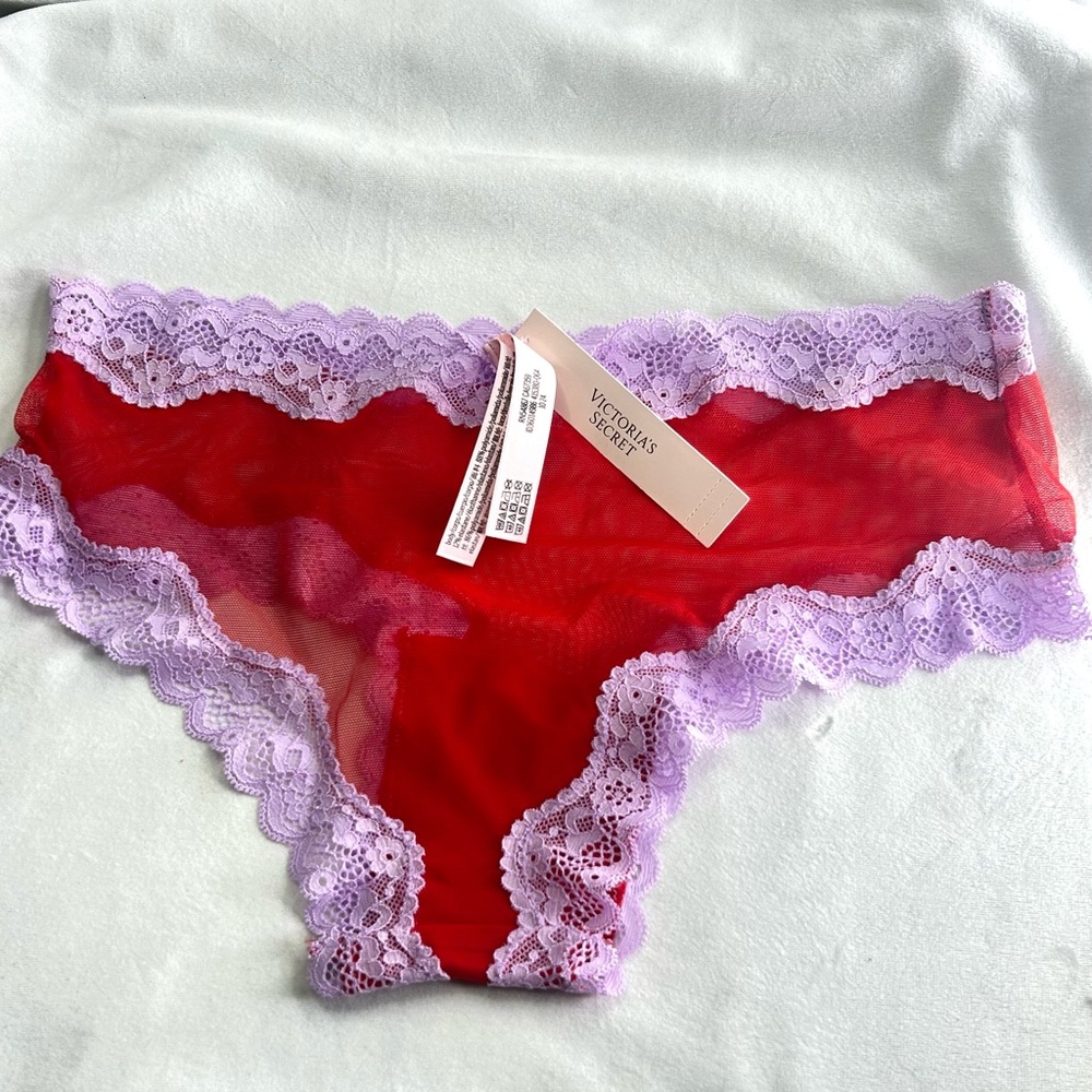 Victoria's Secret Scarlet and Lavender Lace Panty